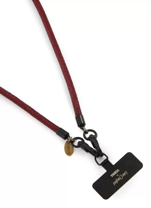 Tech Accessories>VENNA Crystal Embellished Phone Strap — Ruby