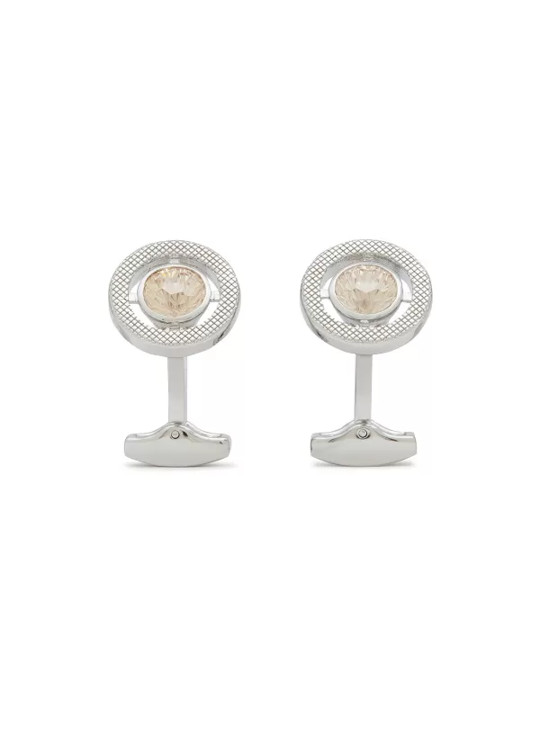 Cufflinks>TATEOSSIAN Cubic Zirconia Rhodium-Plated Sterling Silver Cufflinks