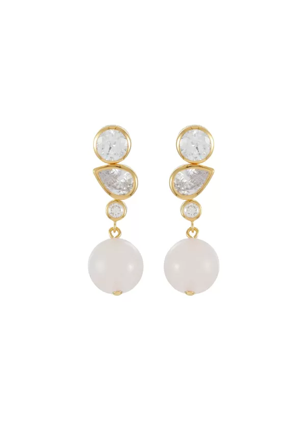 Fashion Jewellery>COMPLETEDWORKS Cubic Zirconia Rose Quartz 18Ct Gold Plated Vermeil Earrings