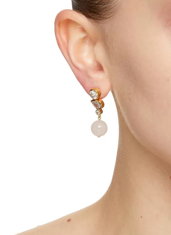 Fashion Jewellery>COMPLETEDWORKS Cubic Zirconia Rose Quartz 18Ct Gold Plated Vermeil Earrings