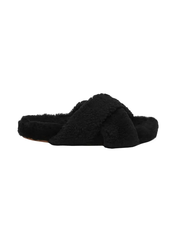 Slides>YVES SALOMON Curly Merino Mules