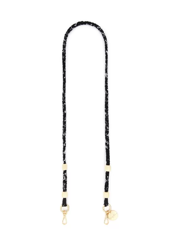 Tech Accessories>LA COQUE FRANCAISE Della Braided Bandana Wooden Bead Phone Strap — Black