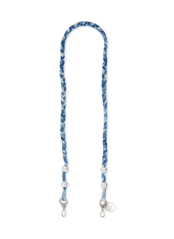 Tech Accessories>LA COQUE FRANCAISE Della Braided Bandana Wooden Bead Phone Strap — Blue