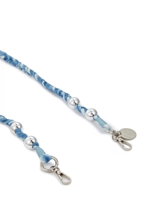 Tech Accessories>LA COQUE FRANCAISE Della Braided Bandana Wooden Bead Phone Strap — Blue