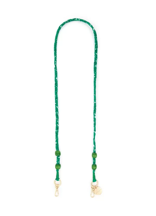 Tech Accessories>LA COQUE FRANCAISE Della Braided Bandana Wooden Bead Phone Strap — Green