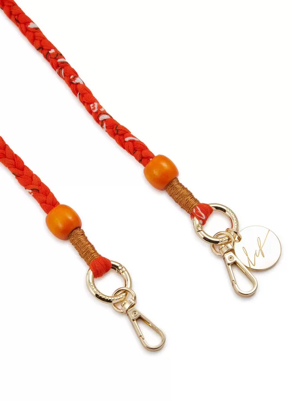 Tech Accessories>LA COQUE FRANCAISE Della Braided Bandana Wooden Bead Phone Strap — Orange