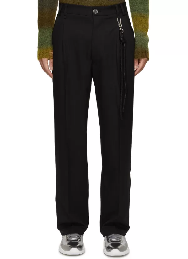 Pants>SONG FOR THE MUTE Detachable Rope Straight Leg Pleated Pants