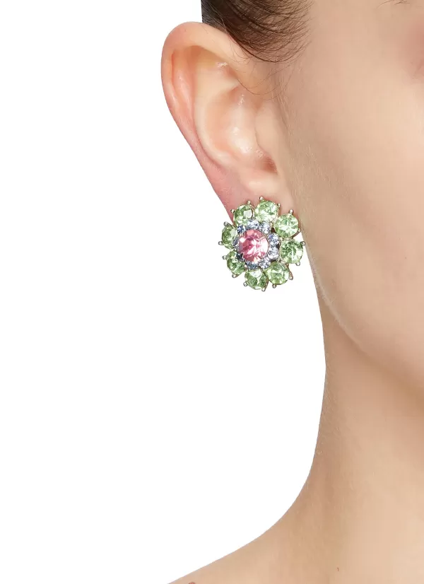 Vintage Accessories>* Diamante Clip On Flower Earrings