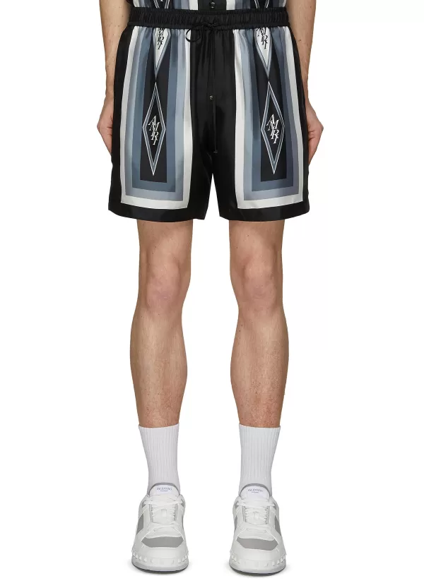 Pants>AMIRI Diamond Logo Motif Silk Drawstring Shorts