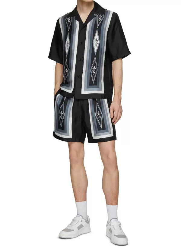 Pants>AMIRI Diamond Logo Motif Silk Drawstring Shorts