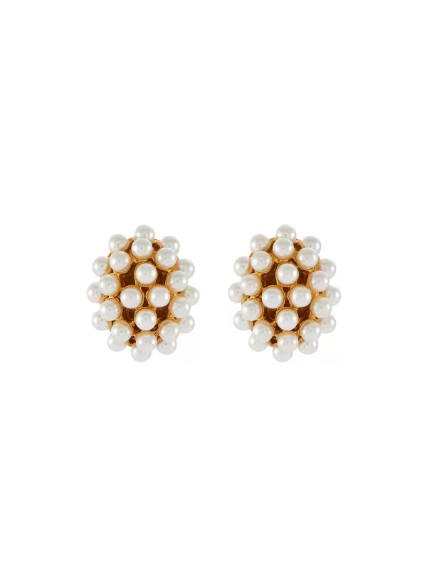 Vintage Accessories>* Donald Stannard Gold Tone Faux Pearls Earrings