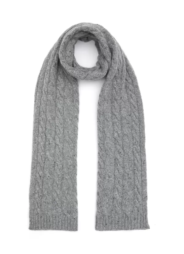 Scarves & Wraps>JOHNSTONS OF ELGIN Donegal Cable Knit Cashmere Scarf