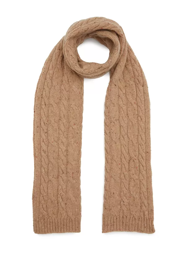 Scarves & Wraps>JOHNSTONS OF ELGIN Donegal Cable Knit Cashmere Scarf