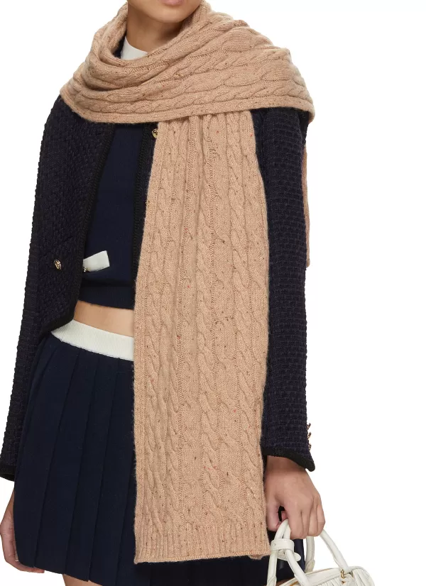 Scarves & Wraps>JOHNSTONS OF ELGIN Donegal Cable Knit Cashmere Scarf