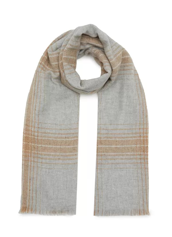 Scarves & Wraps>JOHNSTONS OF ELGIN Donegal Ombre Check Cashmere Scarf