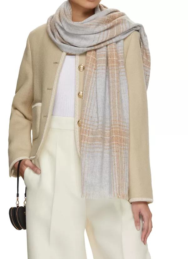 Scarves & Wraps>JOHNSTONS OF ELGIN Donegal Ombre Check Cashmere Scarf