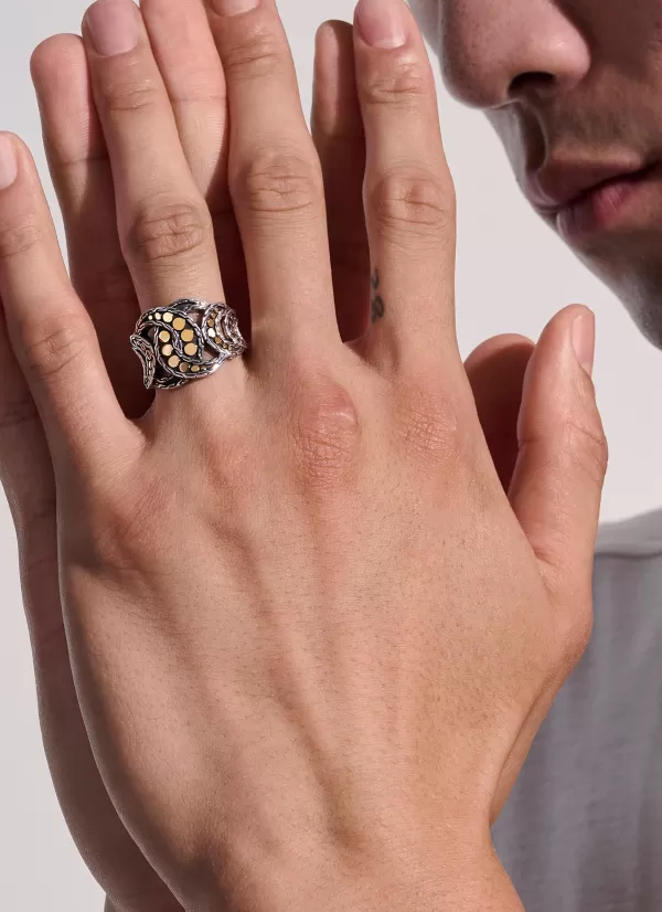 Fine Jewellery>JOHN HARDY Dot 18K Gold Sterling Silver Ring — Size 7