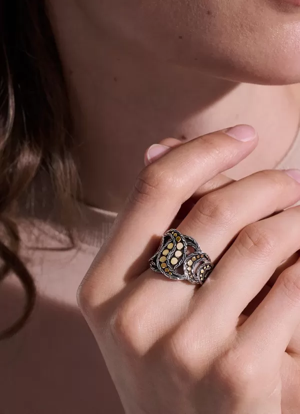 Fine Jewellery>JOHN HARDY Dot 18K Gold Sterling Silver Ring — Size 7