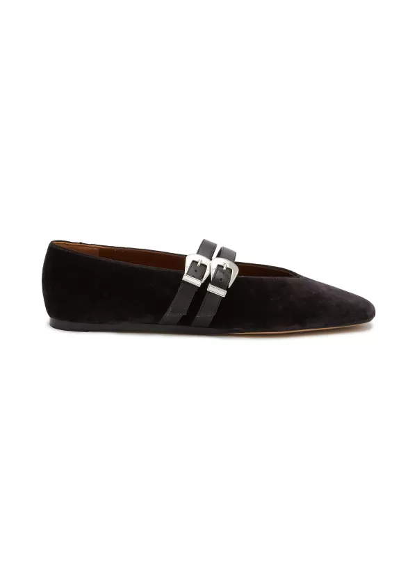 Flats>LE MONDE BERYL Double Band Velevt Mary Jane Ballerina Flats