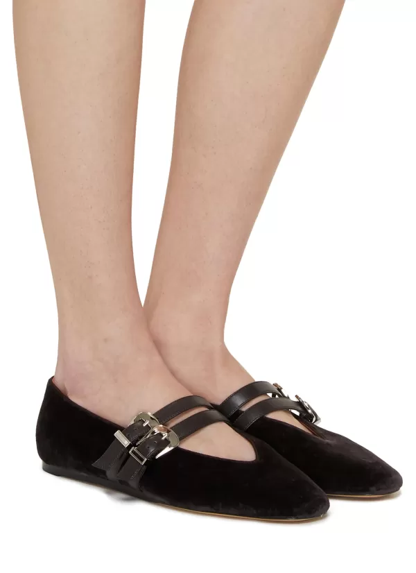 Flats>LE MONDE BERYL Double Band Velevt Mary Jane Ballerina Flats