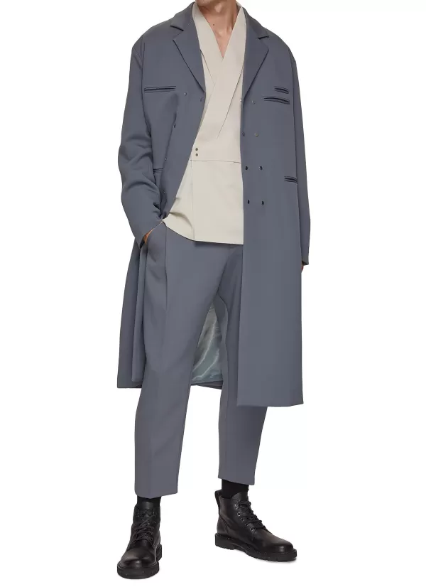 Coats>RE: BY MAISON SANS TITRE Double Breasted Metal Buckle Long Coat