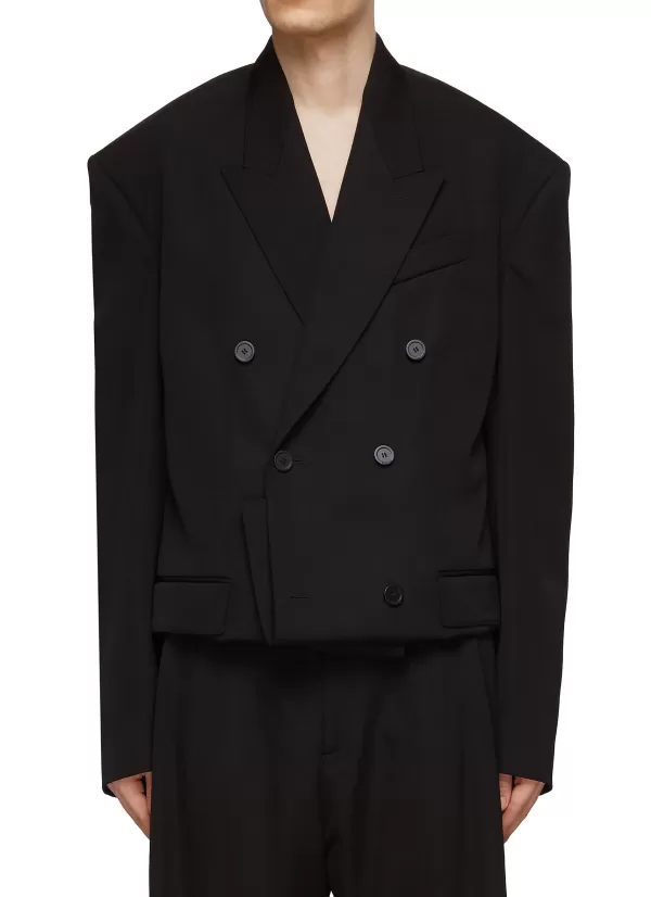 Suits>BALENCIAGA Double Breasted Peak Lapel Blazer