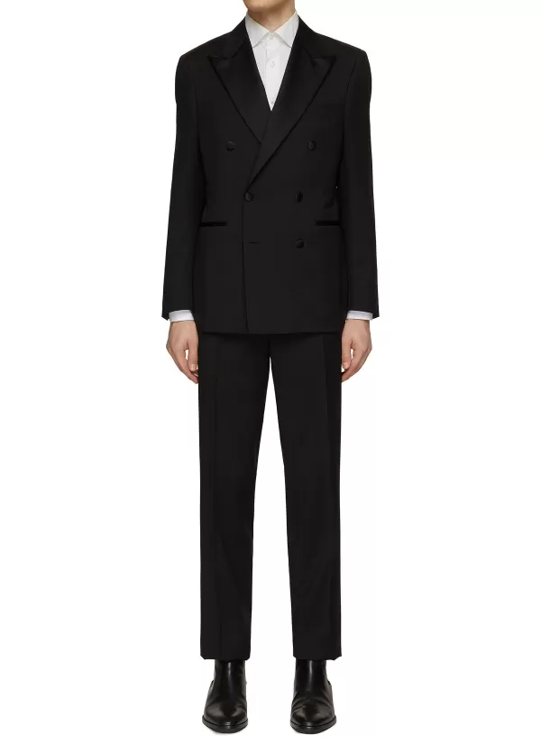 Suits>CANALI Double Breasted Peak Lapel Tuxedo Suit