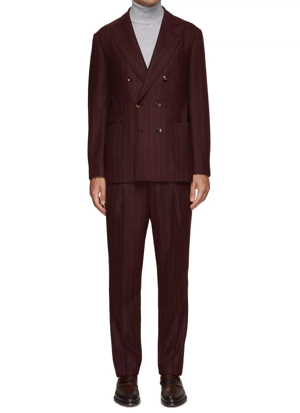 Suits>BRUNELLO CUCINELLI Double Breasted Pinstripe Suit