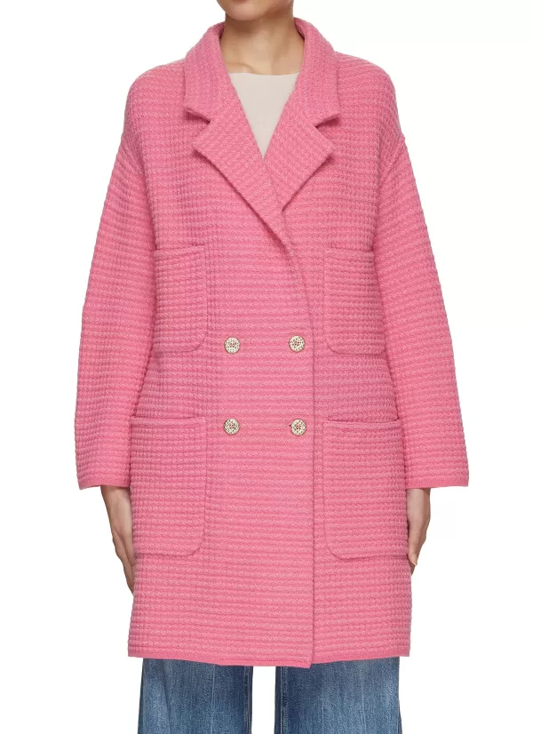 Coats>BRUNO MANETTI Double Breasted Waffle Wool Coat