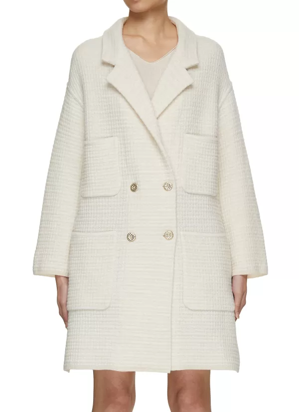 Coats>BRUNO MANETTI Double Breasted Waffle Wool Coat