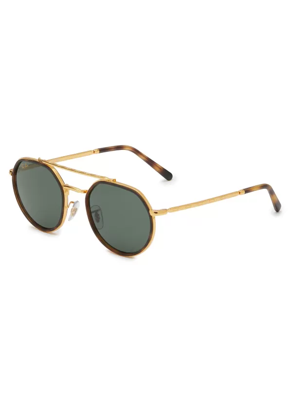 Eyewear>RAY BAN Double Bridge Metal Geometric Sunglasses