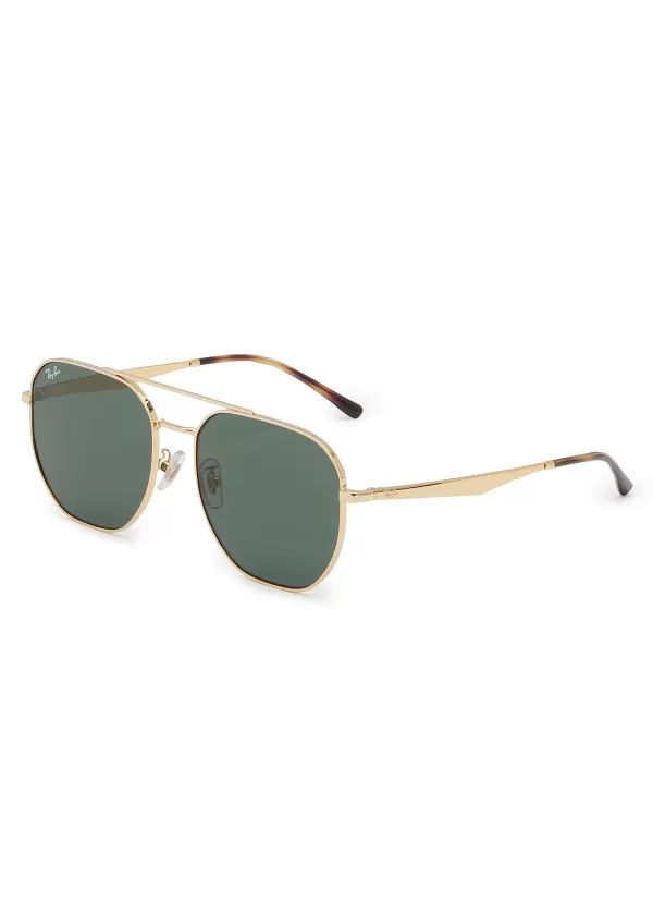 Eyewear>RAY BAN Double Bridge Metal Geometric Sunglasses