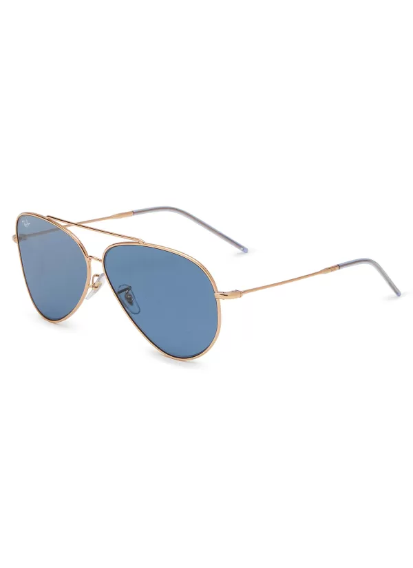 Eyewear>RAY BAN Double Bridge Metal Oval Sunglasses