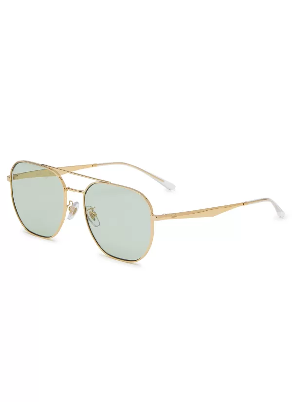 Eyewear>RAY BAN Double Bridge Metal Square Sunglasses