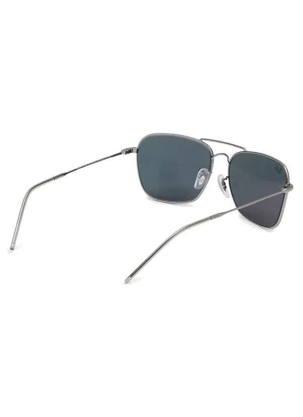 Eyewear>RAY BAN Double Bridge Metal Square Sunglasses