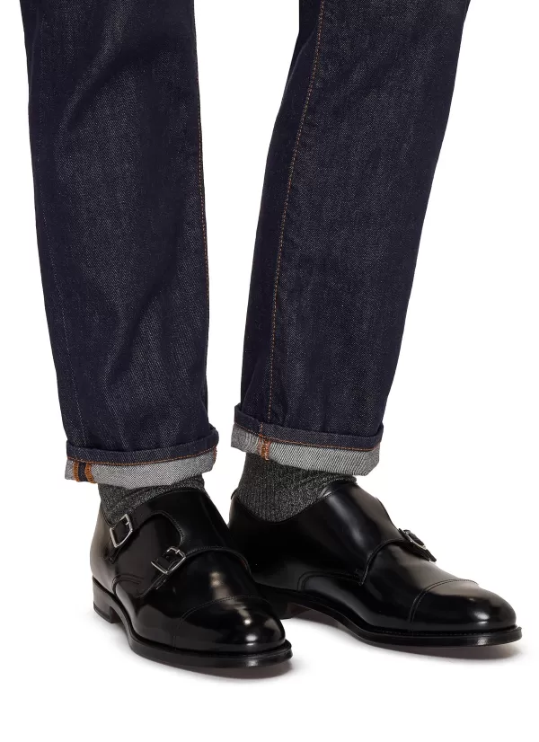 Formal Shoes>DOUCAL's Double Buckle Leather Monk Shoes