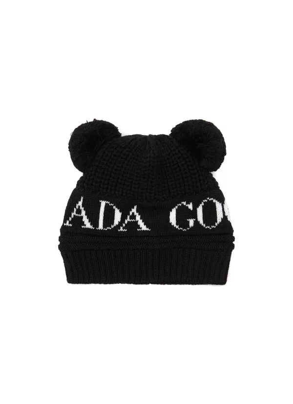 Accessories>CANADA GOOSE Double Pom Pom Kids Beanie Hat