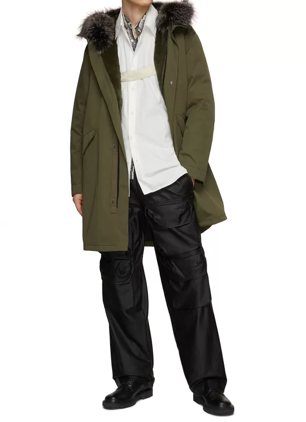 Coats>YVES SALOMON Down Padded Parka Jacket With Removable Fur Trim & Lining