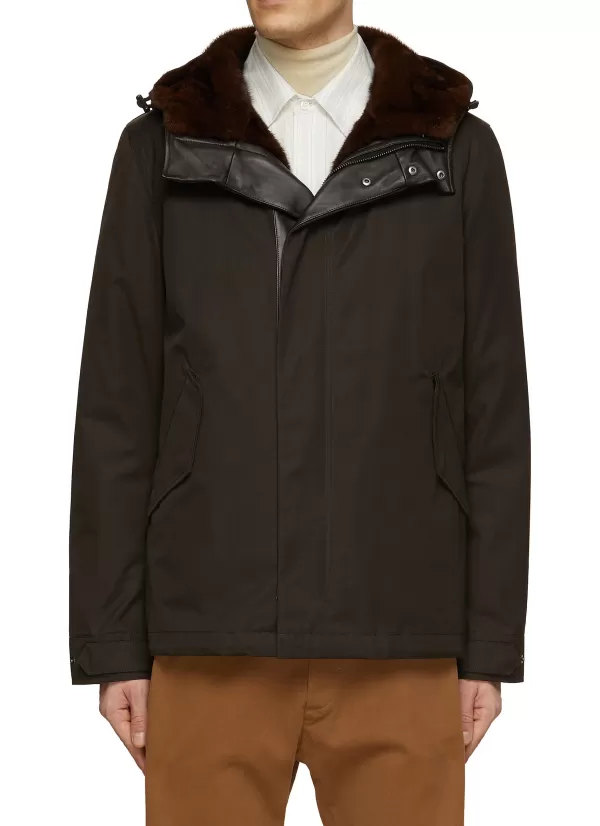 Jackets>YVES SALOMON Down Padded Parka Jacket With Removable Lining