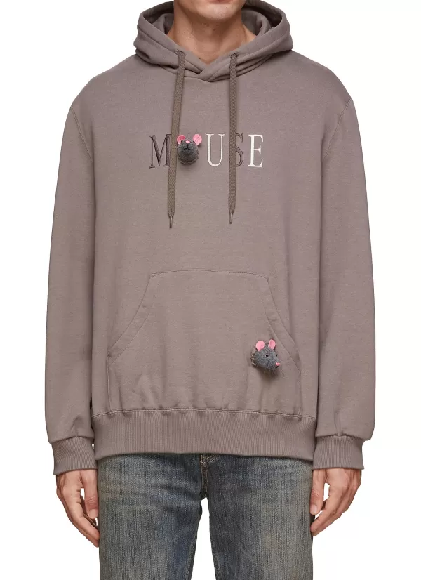 Pullovers & Hoodies>DOUBLET Drawstring Hoodie With Stuffed Mice Head