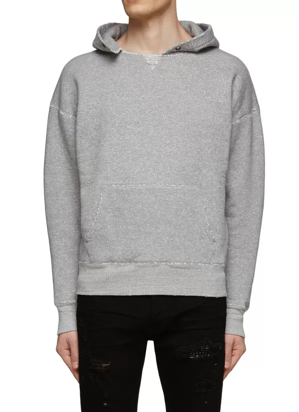 Pullovers & Hoodies>SAINT LAURENT Drop Shoulder Classic Fit Cotton Hoodie