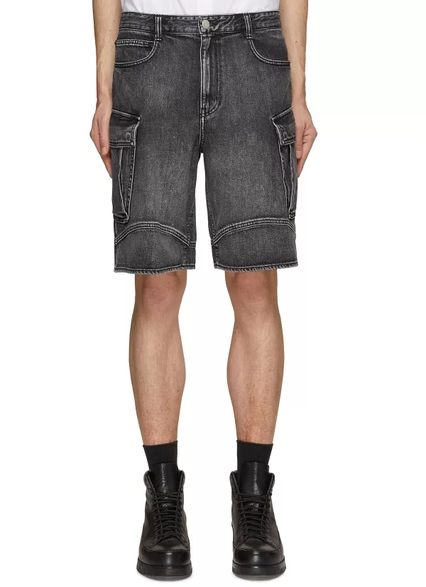 Pants>SOLID HOMME Dyed Denim Cargo Shorts