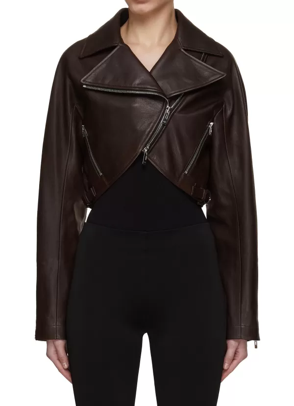 Jackets>ALAÏA Elasticated Back Cropped Biker Jacket