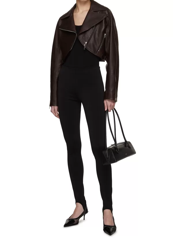 Jackets>ALAÏA Elasticated Back Cropped Biker Jacket