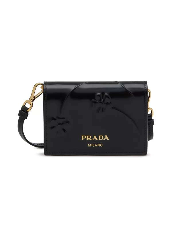 Crossbody>PRADA Embossed Flowers Mini Crossbody Wallet