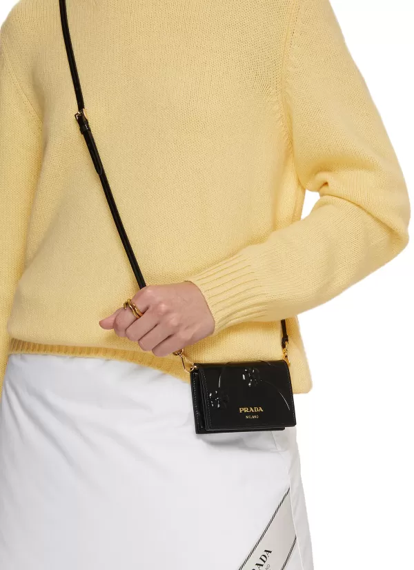 Crossbody>PRADA Embossed Flowers Mini Crossbody Wallet