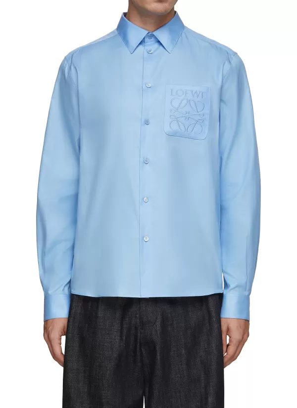 Shirts>LOEWE Embroidered Anagram Pocket Shirt