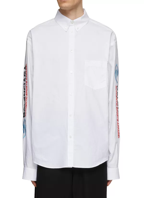 Shirts>BALENCIAGA Embroidered Surfer Logo Shirt