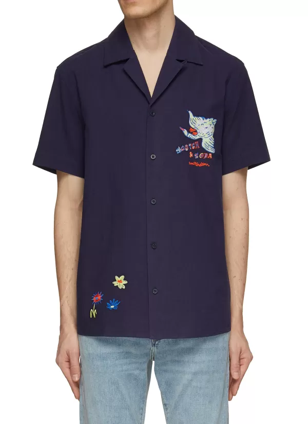 Shirts>SCOTCH & SODA Embroidery Artwork Short Sleeve Shirt