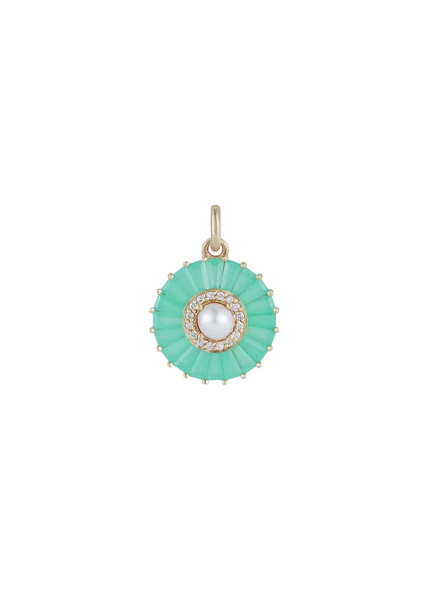 Fine Jewellery>STORROW JEWELRY Emily 14K Gold Diamond Chrysoprase Charm